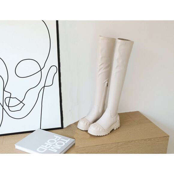 Vivianly Womens 8 Platform Thigh High OTK Stretchy Boots - Picture 6 of 7